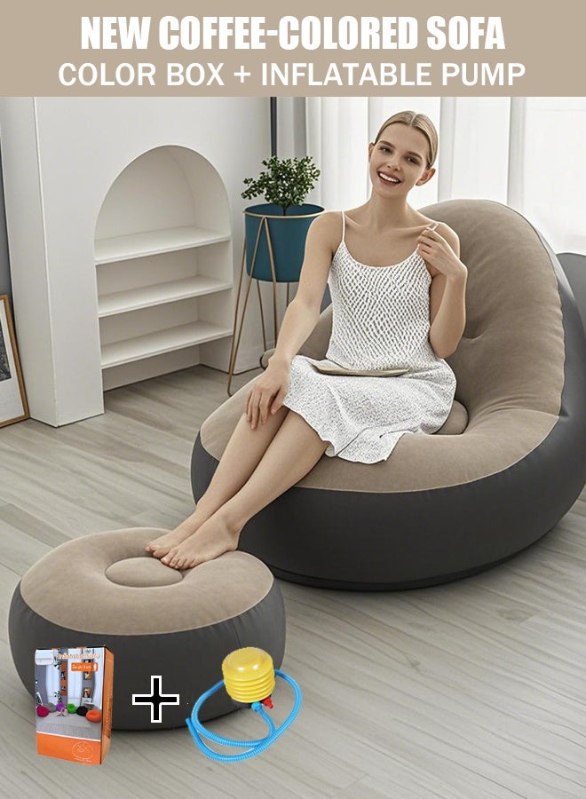 Generic Folding lazy sofa, inflatable foldable lounge chair, outdoor sofa bed with footrets, comfortable combination flocked sofa chair  - Image 3