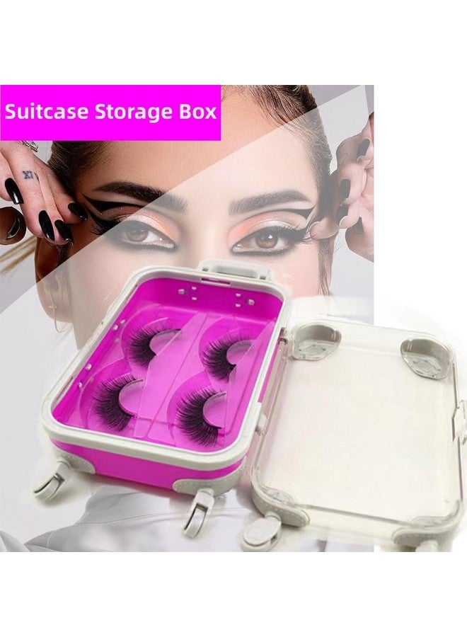 YiQiYi YiQiYi Fake Eyelash Organizer Case Eyelash Extension Mini Suitcase Lashes Organizer Packing Makeup Container Luaage Box for Women Travel 2 Eyelash Tray (Purple) - Image 4