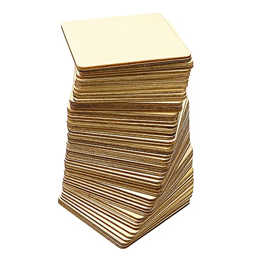 TKOnline 100Pcs Unfinished Wood Pieces, 3 x 3 Inch Blank Natural Wood Square Wooden Slices Wooden Board for DIY Crafts, Painting, Coasters, Scrabble Tiles, Decoration - Image 3
