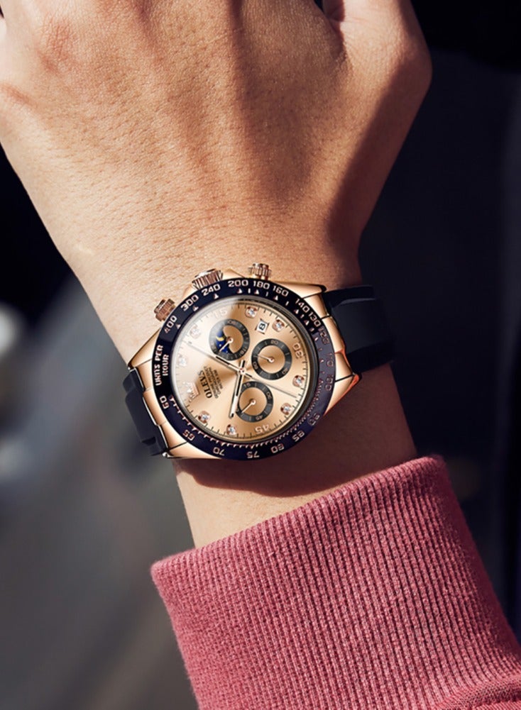 OLEVS Luxury Men Watch Quartz Man Watches Waterproof Luminous Top Brand Watch for Men Diamond Moon Phase Analog Quartz Male Wrist Watches for Men Waterproof Luminous - Image 4