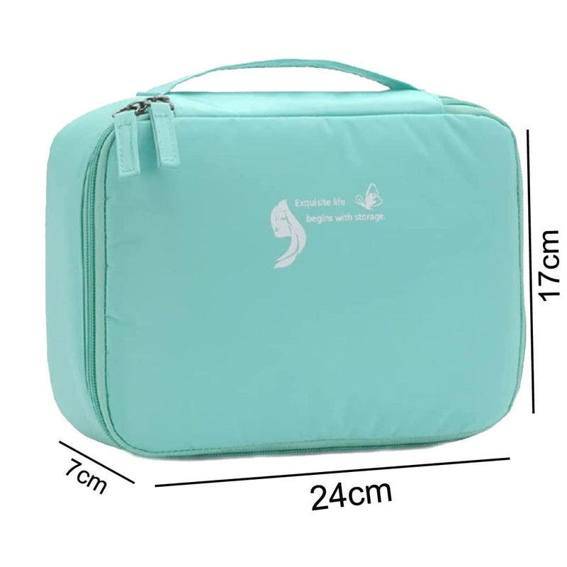 Keetly Cosmetic Organizer Bag with Pouch Makeup Pouch for Home and Travel Makeup Organiser for Brushes Toiletries Cosmetics for Women Mint Green - Image 3