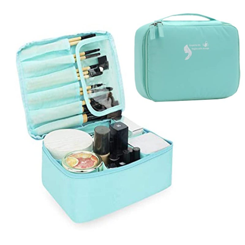 Keetly Cosmetic Organizer Bag with Pouch Makeup Pouch for Home and Travel Makeup Organiser for Brushes Toiletries Cosmetics for Women Mint Green - Image 2