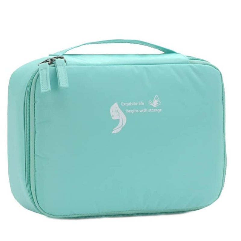 Keetly Cosmetic Organizer Bag with Pouch Makeup Pouch for Home and Travel Makeup Organiser for Brushes Toiletries Cosmetics for Women Mint Green - Image 1