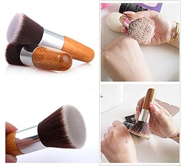 LyDia UK STOCK Flat Top Buffer Wooden Liquid FoundationPowderBronzer Makeup Brush - Image 3