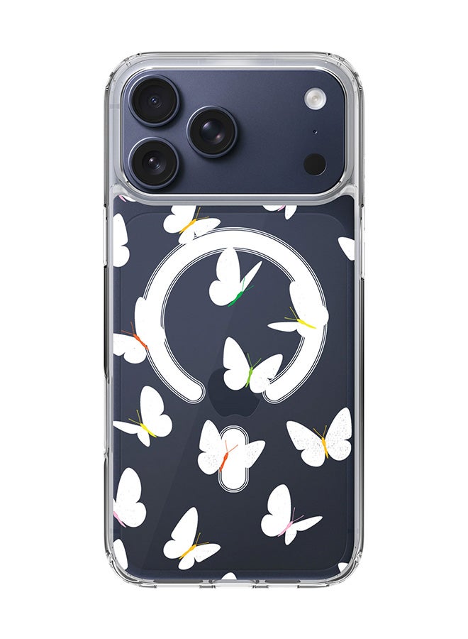 Stylizedd Classic Clear MagSafe Case for iPhone 17 Pro Max , Hybrid Soft Case Flexible Edges Anti Drop TPU PC Gel Thin Transparent Cover [ Designed for iPhone 17 Pro Max ] - Fluttering Butterfly