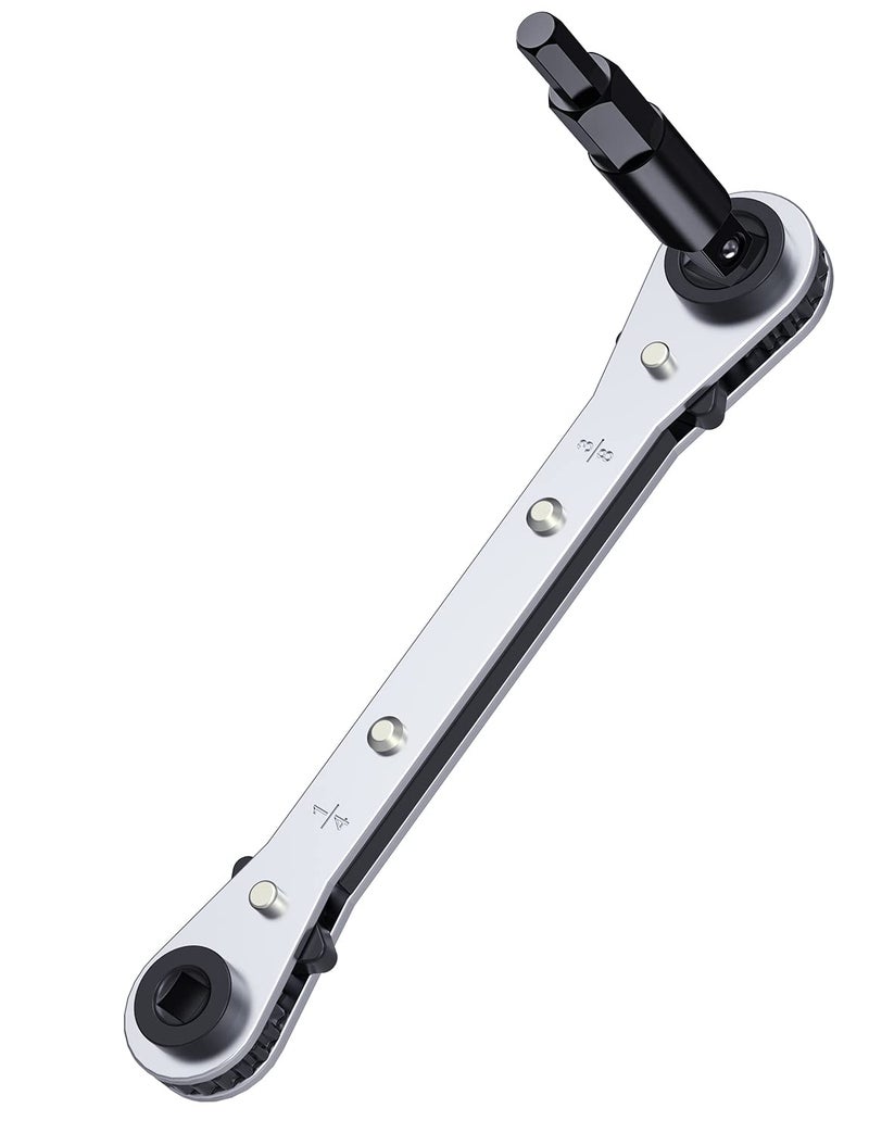 Ullnosoo Hvac Service Wrench Refrigeration Ratcheting Wrench 3/8 1/4 5/16'' 3/16'' Ac Wratchet Tool With Hex Bit Adapter Uiinosoo For Air Conditioning Refrigeration Equipment Gas Furnace - Image 1