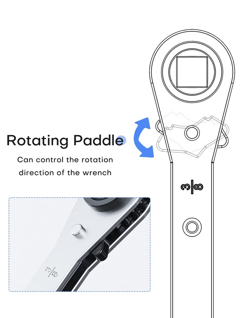 Ullnosoo Hvac Service Wrench Refrigeration Ratcheting Wrench 3/8 1/4 5/16'' 3/16'' Ac Wratchet Tool With Hex Bit Adapter Uiinosoo For Air Conditioning Refrigeration Equipment Gas Furnace - Image 5