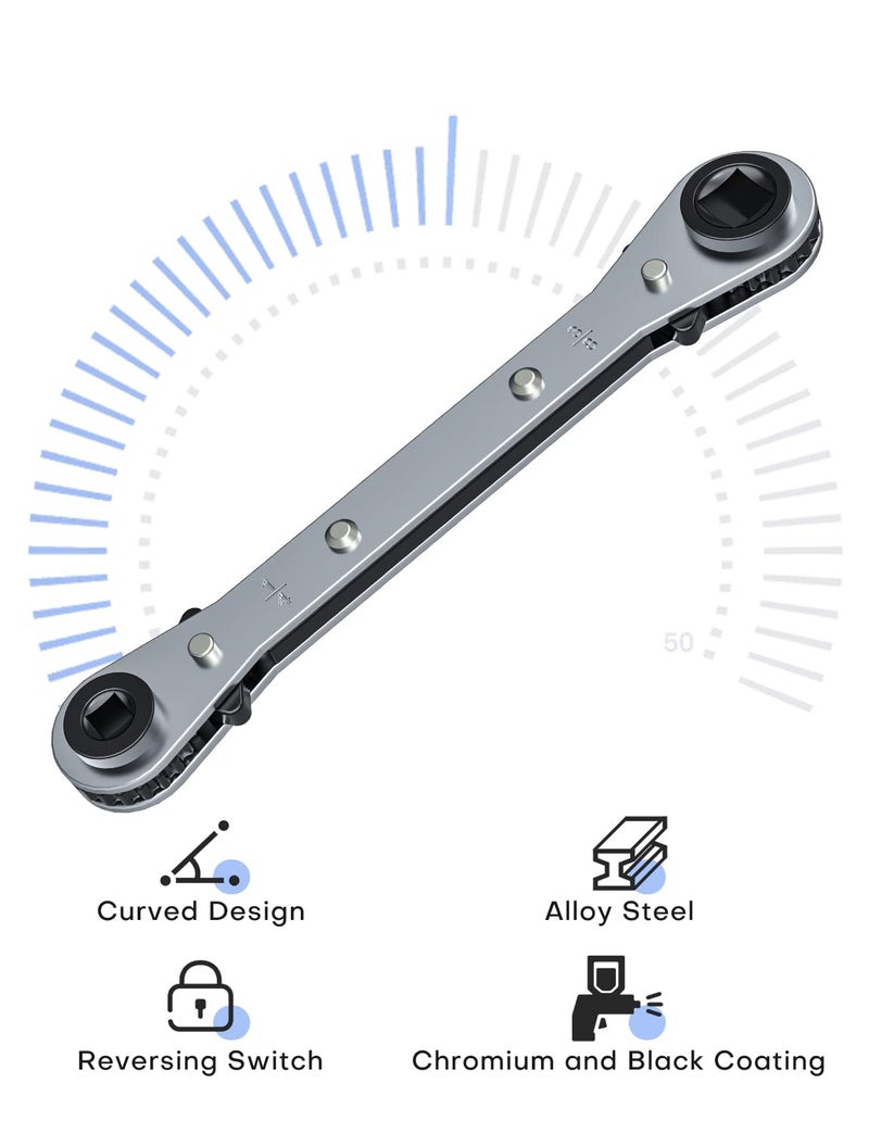 Ullnosoo Hvac Service Wrench Refrigeration Ratcheting Wrench 3/8 1/4 5/16'' 3/16'' Ac Wratchet Tool With Hex Bit Adapter Uiinosoo For Air Conditioning Refrigeration Equipment Gas Furnace - Image 4