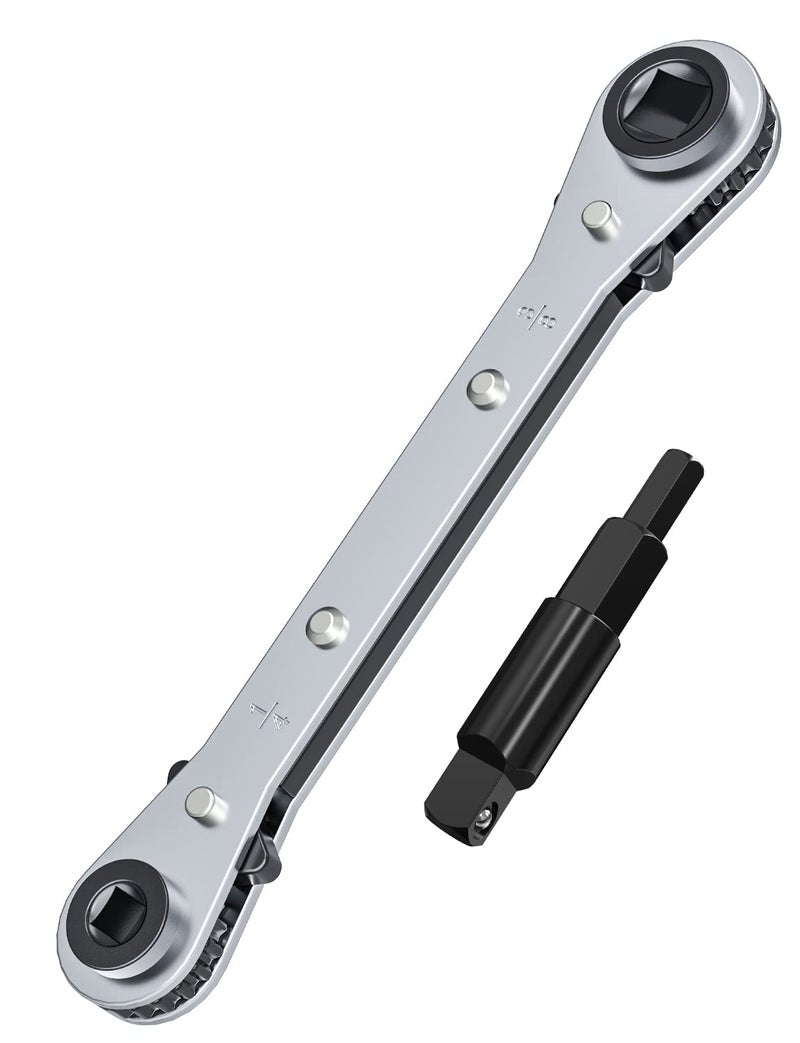 Ullnosoo Hvac Service Wrench Refrigeration Ratcheting Wrench 3/8 1/4 5/16'' 3/16'' Ac Wratchet Tool With Hex Bit Adapter Uiinosoo For Air Conditioning Refrigeration Equipment Gas Furnace - Image 2