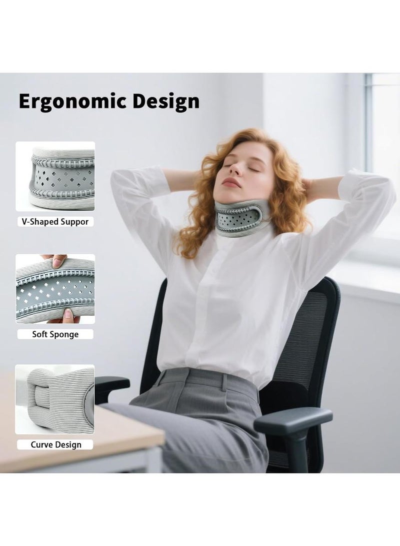 KHAJUL Neck Brace Cervical Support Collar, Posture Corrector for Neck Pain Relief and Forward Head Posture Correction, Lightweight Breathable Neck Rest for Office and Travel Use, Gray - Image 5