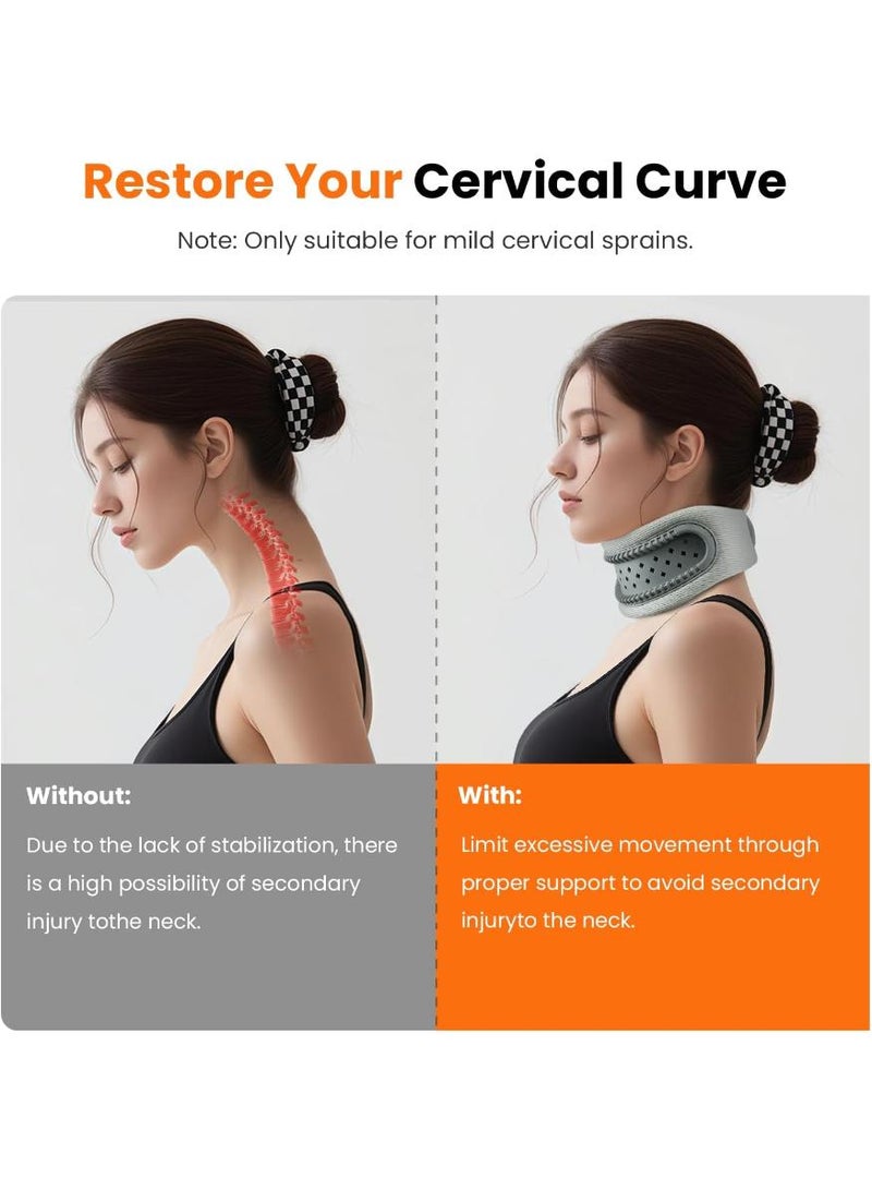 KHAJUL Neck Brace Cervical Support Collar, Posture Corrector for Neck Pain Relief and Forward Head Posture Correction, Lightweight Breathable Neck Rest for Office and Travel Use, Gray - Image 4