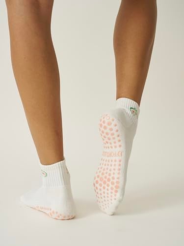 Shapes Studio Cropped Crew Grip Socks, Cropped Crew Lemon Baby Blue,Tomato, Non-Slip Yellow Dots, for Pilates, Barre, Yoga (Cropped Crew Fig) - Image 4