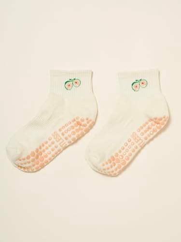 Shapes Studio Cropped Crew Grip Socks, Cropped Crew Lemon Baby Blue,Tomato, Non-Slip Yellow Dots, for Pilates, Barre, Yoga (Cropped Crew Fig) - Image 2