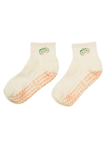 Shapes Studio Cropped Crew Grip Socks, Cropped Crew Lemon Baby Blue,Tomato, Non-Slip Yellow Dots, for Pilates, Barre, Yoga (Cropped Crew Fig) - Image 1