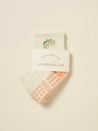 Shapes Studio Cropped Crew Grip Socks, Cropped Crew Lemon Baby Blue,Tomato, Non-Slip Yellow Dots, for Pilates, Barre, Yoga (Cropped Crew Fig) - Image 5