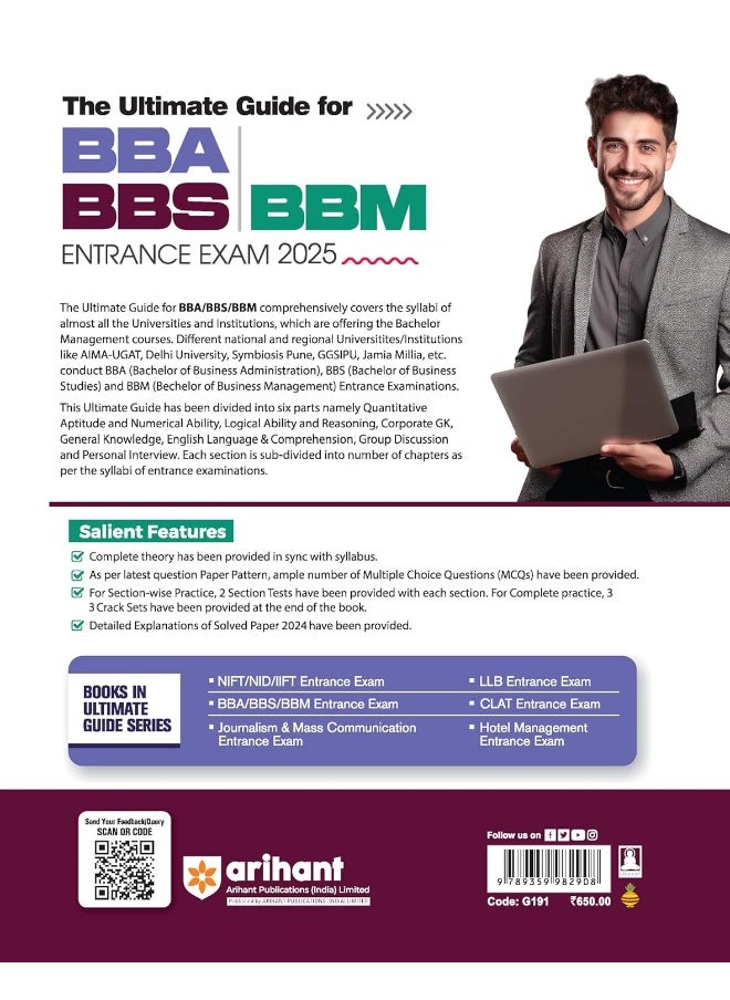 Arihant The Ultimate Guide for BBA|BBS|BBM Entrance Exam 2025 | 3500+ Solved MCQs | Solved Papers 2024 - 2019 | 3 Crack Sets | AIMA - UGAT | Delhi University | Symbiosis pune | GGSIPO | Jamia Millia | other Entrance Examinations | for Exam 2025  - Image 2