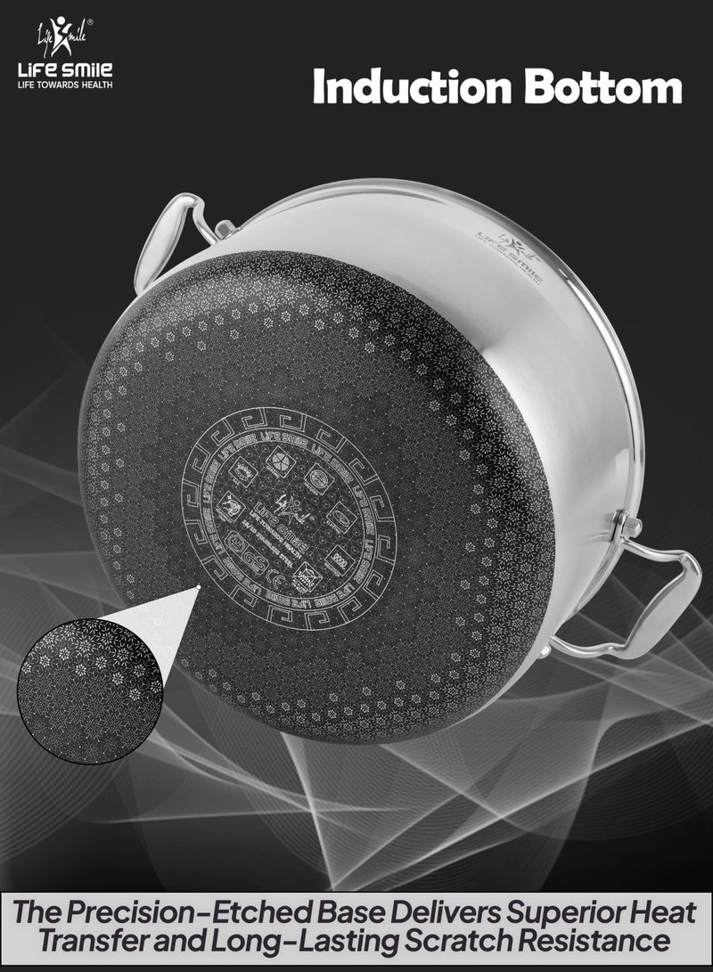 Life Smile Hybrid Stainless Steel Cookware Set – 12 Pieces | Non-Stick Interlocking Pattern | Induction Compatible | 304 Stainless Steel Interior | Multi-Size Pots & Saucepan - Image 2