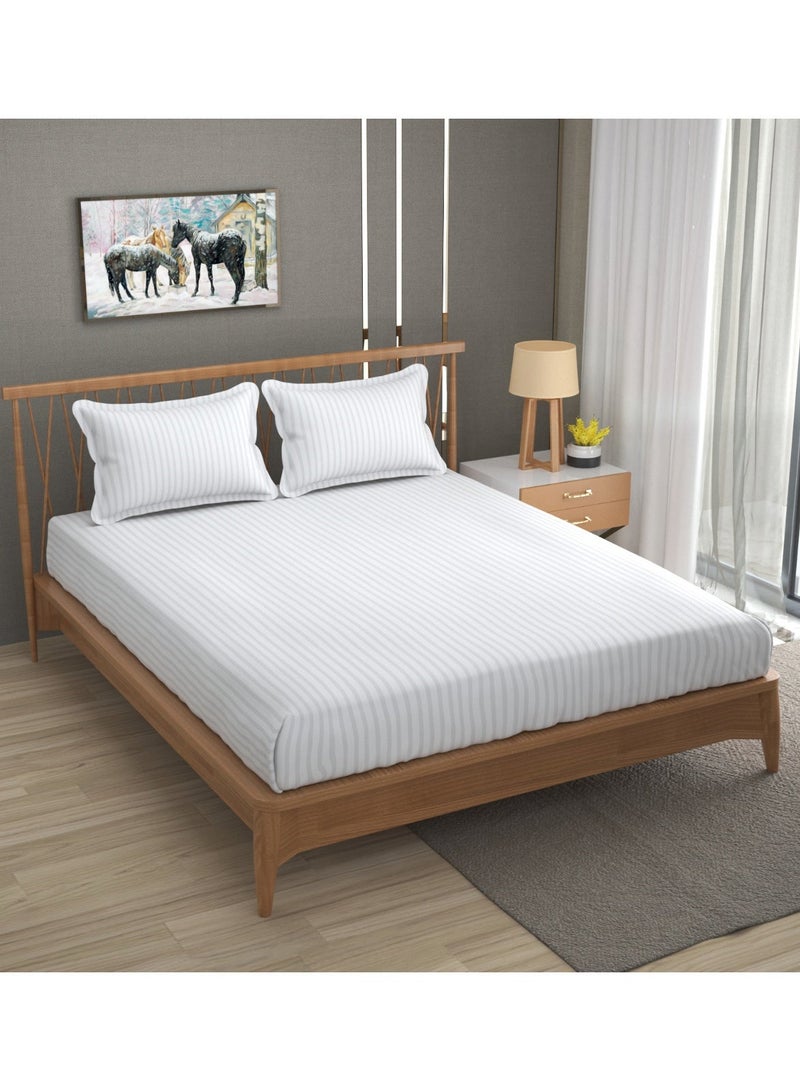 AURIO Premium Single Size Fitted Bedsheet with 1 Pillowcase – Modern Design & Pattern – Deep Pocket (90x200+25 cm, 36 x 78 + 10 inch) Soft, Breathable Microfiber Bedding for Kids & Guest Rooms - Image 1