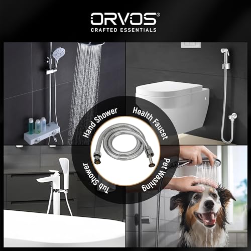 Orvos Shower hose pull out heavy duty, Premium 304 Stainless Steel for both outer hose and braiding of inner tube, 1 meter, for hand showers and health faucets in high end luxury bathrooms - Image 3