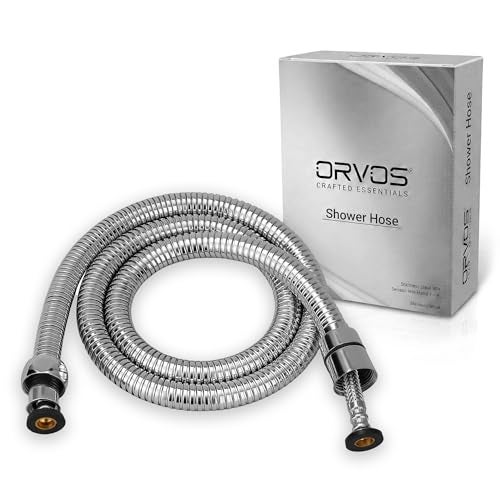 Orvos Shower hose pull out heavy duty, Premium 304 Stainless Steel for both outer hose and braiding of inner tube, 1 meter, for hand showers and health faucets in high end luxury bathrooms - Image 1
