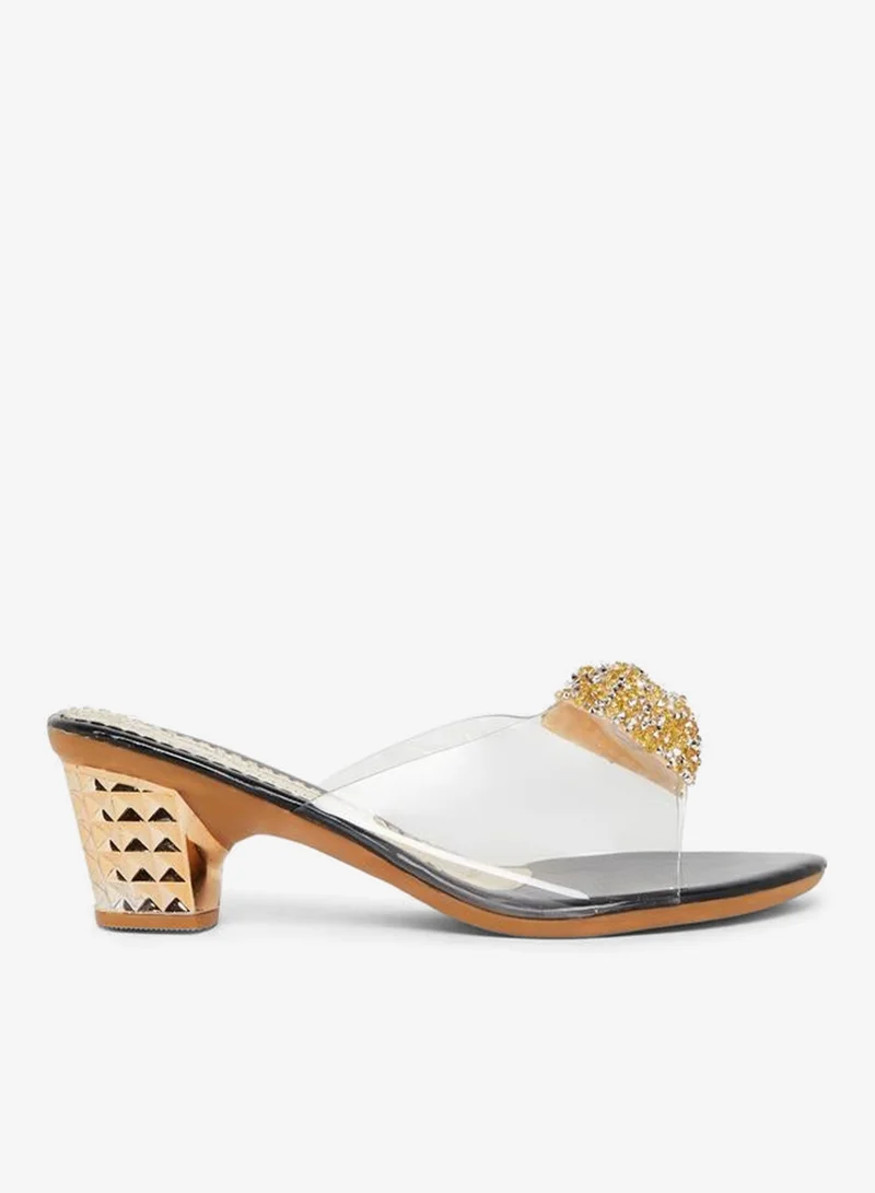 Take Two Embellished Bow Transparent Strap Sandals