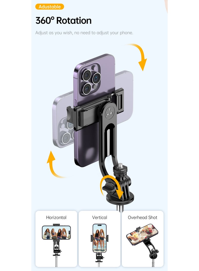 1.35m Advanced phone tripod & selfie stick, smartphone stand all-in-1 with integrated wireless remote, 360° rotation, with 9 levels of fill light, portable, lightweight, extendable - Image 4