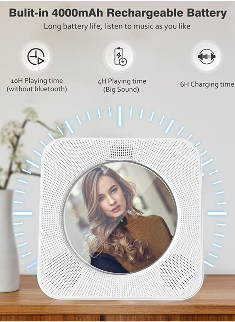 Arabest - Portable CD Player with Bluetooth: 4000mAh Rechargeable Kpop Music Player with HiFi Speaker,Remote Control,LCD Display,Sleep Timer,Headphone Jack, Supports CD/Bluetooth/FM Radio/U-Disk/AUX - Image 1