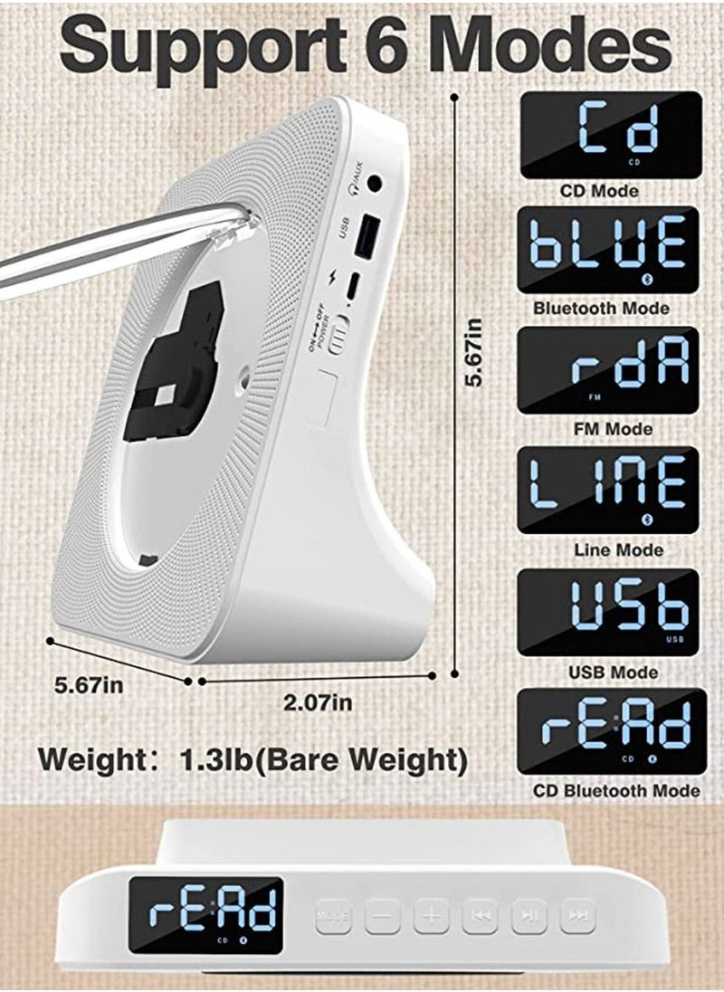Arabest - Portable CD Player with Bluetooth: 4000mAh Rechargeable Kpop Music Player with HiFi Speaker,Remote Control,LCD Display,Sleep Timer,Headphone Jack, Supports CD/Bluetooth/FM Radio/U-Disk/AUX - Image 1