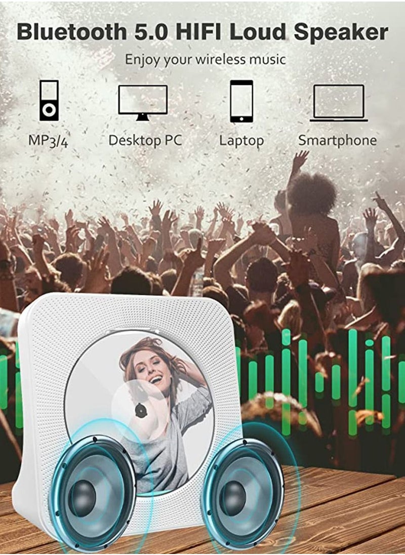Arabest - Portable CD Player with Bluetooth: 4000mAh Rechargeable Kpop Music Player with HiFi Speaker,Remote Control,LCD Display,Sleep Timer,Headphone Jack, Supports CD/Bluetooth/FM Radio/U-Disk/AUX - Image 1