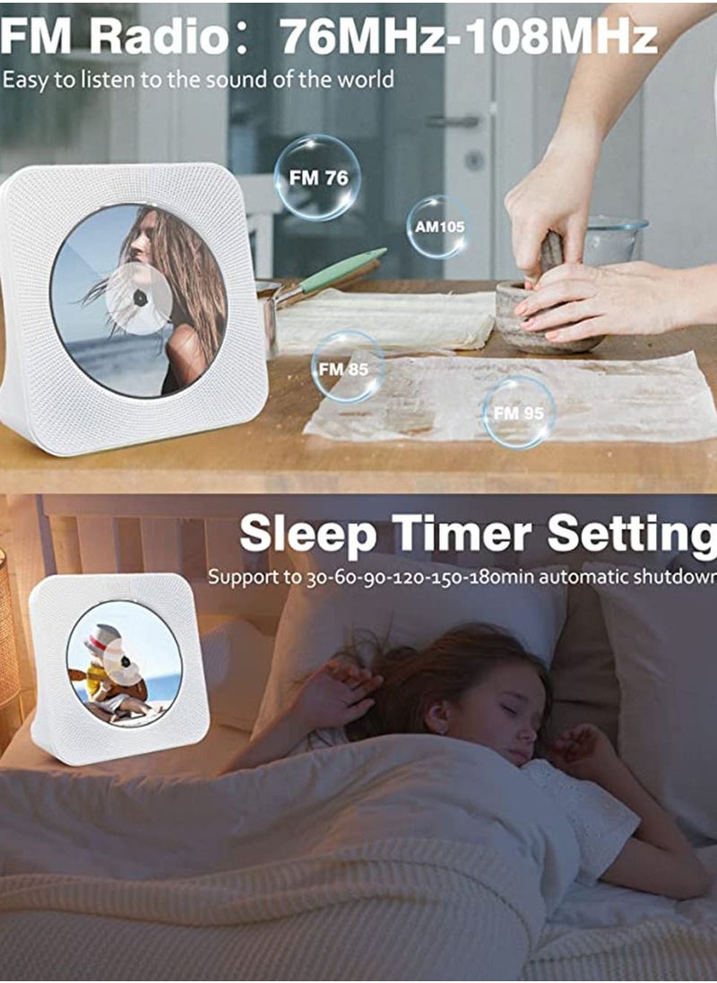 Arabest - Portable CD Player with Bluetooth: 4000mAh Rechargeable Kpop Music Player with HiFi Speaker,Remote Control,LCD Display,Sleep Timer,Headphone Jack, Supports CD/Bluetooth/FM Radio/U-Disk/AUX - Image 1