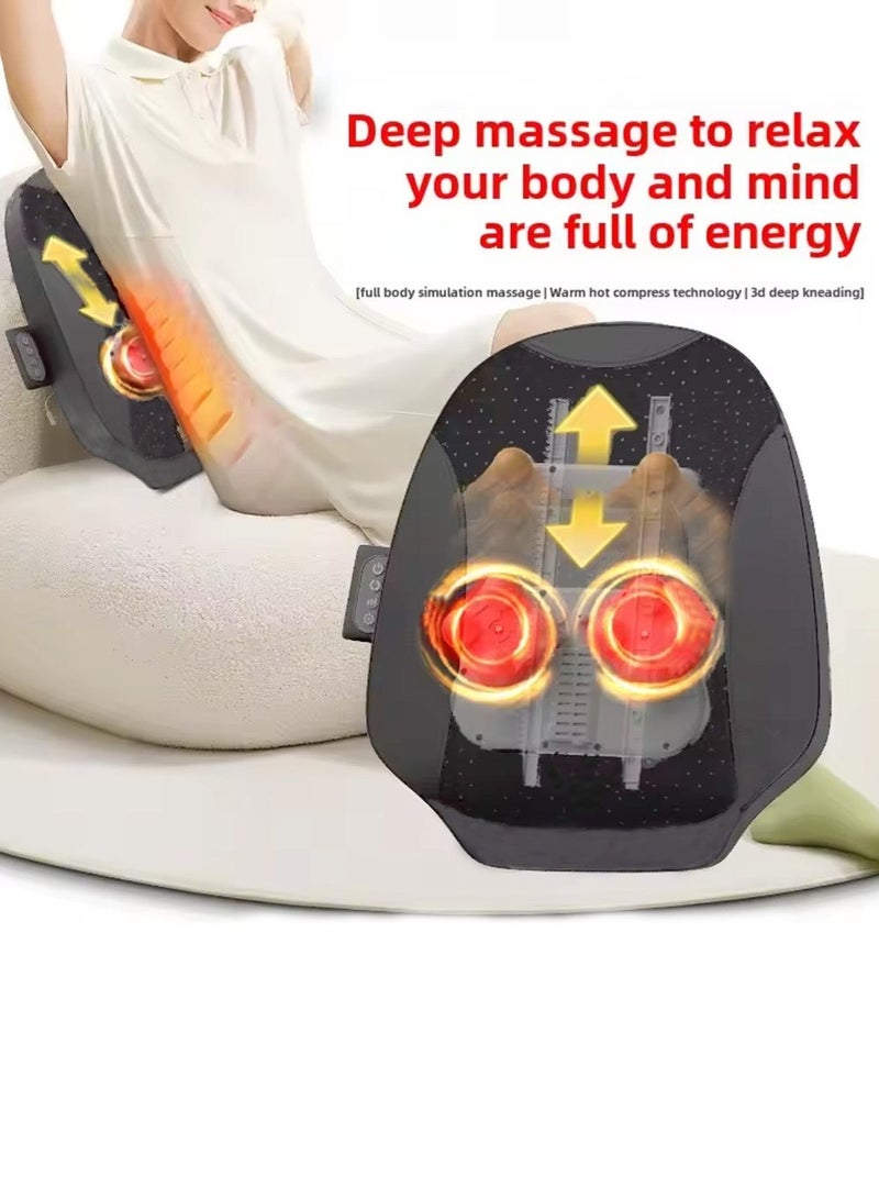 EzzySo مدلك الظهر والرقبة شياتسو مع حرارة وسادة تدليك 3D لتخفيف آلام الأنسجة العميقة مع حركة لأعلى ولأسفل في المنزل والمكتب والسيارة - Image 3