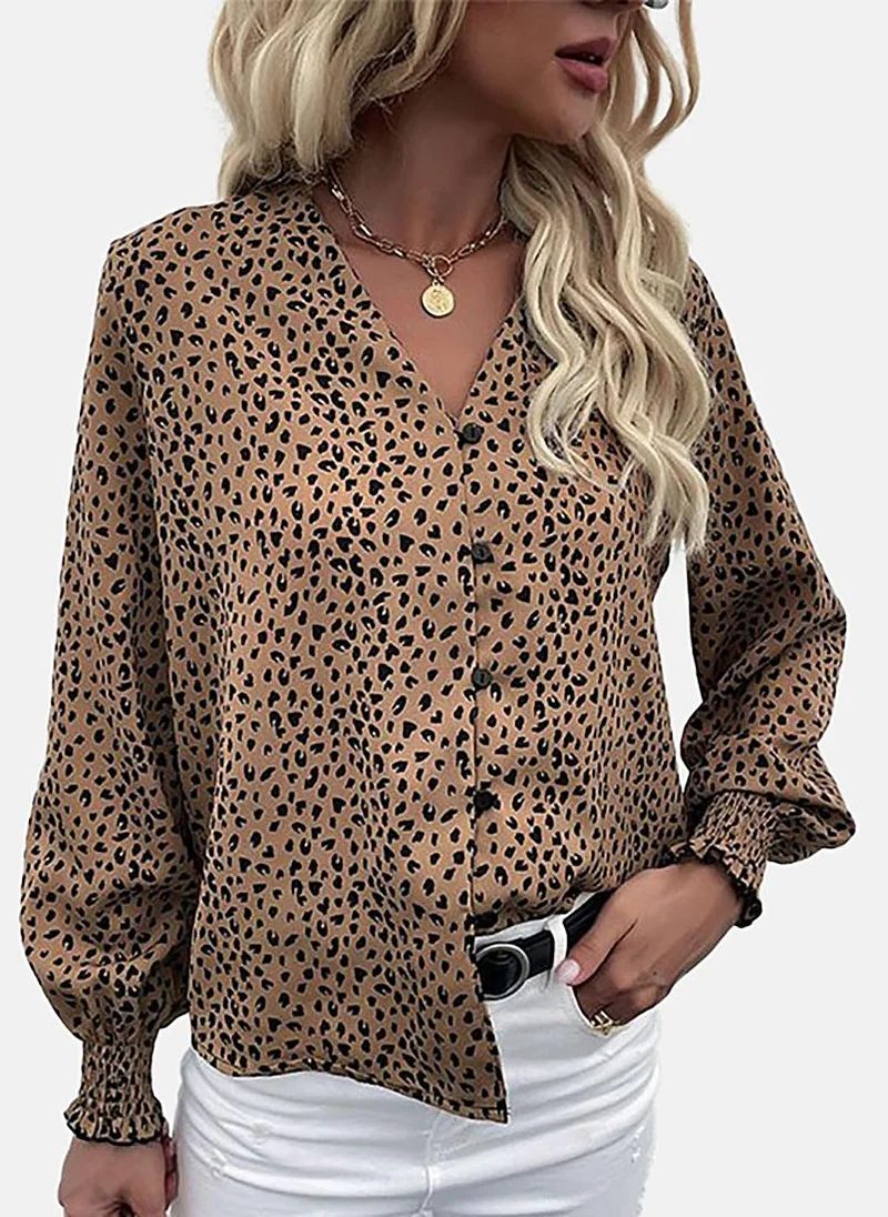 YUNIQEE Brown Animal Print Slim Fit Shirt
