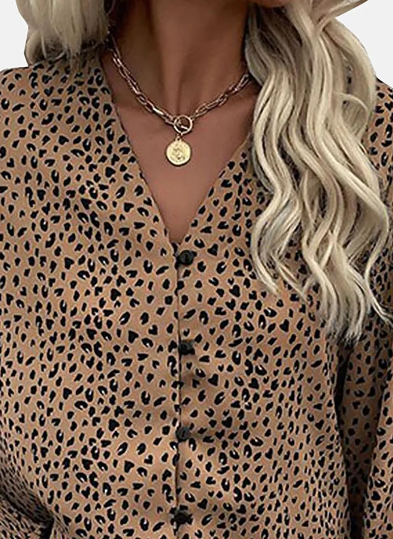 YUNIQEE Brown Animal Print Slim Fit Shirt