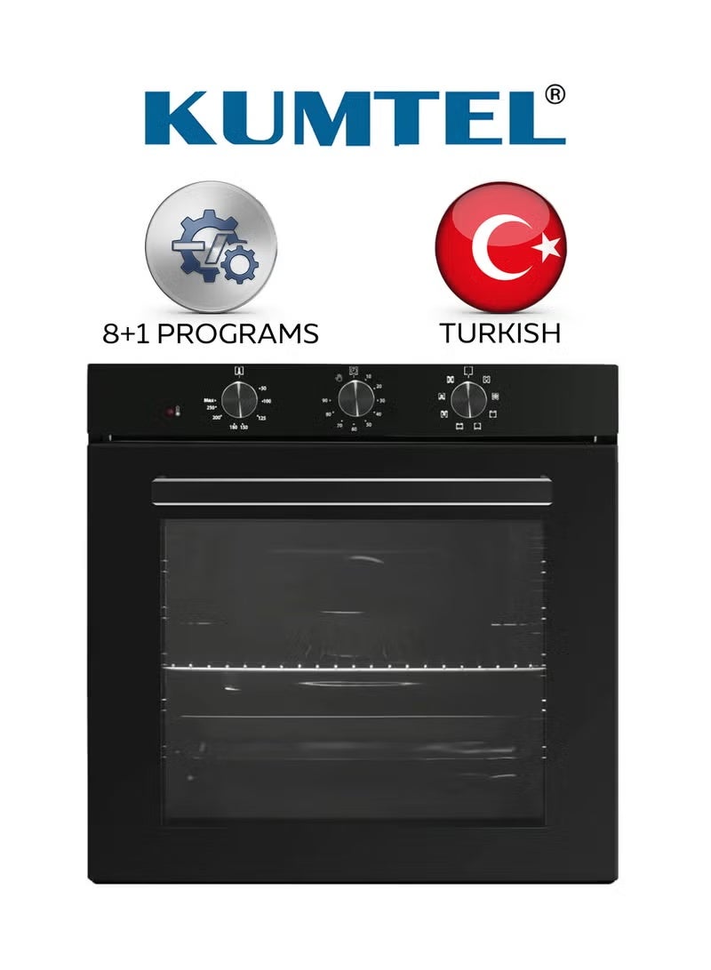 كومتيل فرن كهرباء بلت إن كومتل 60×60 سم – سعة 56 لتر – 1600 وات – 8+1 برامج – أسود – B66-SF2E - Image 1