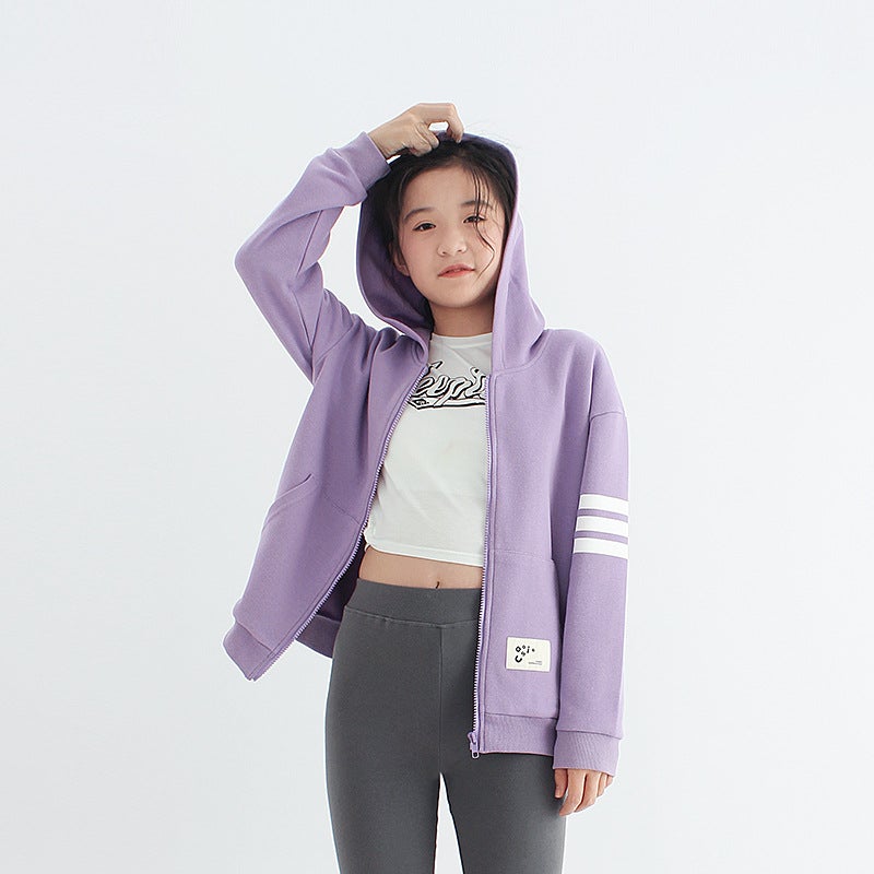 Spring Korean Version Of The New Girls Zipper Coat In The Big Children'S Trendy Sports Top Children'S Hooded Coat - Image 3