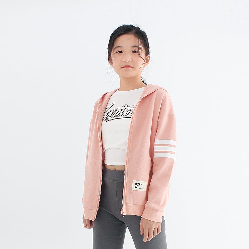 Spring Korean Version Of The New Girls Zipper Coat In The Big Children'S Trendy Sports Top Children'S Hooded Coat - Image 4