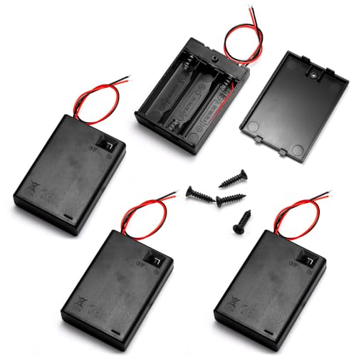 LampVPath (Pack of 4 3AA 4.5V Battery Holder with Switch, 3X 1.5V AA Battery Holder with Leads and Switch - Image 1