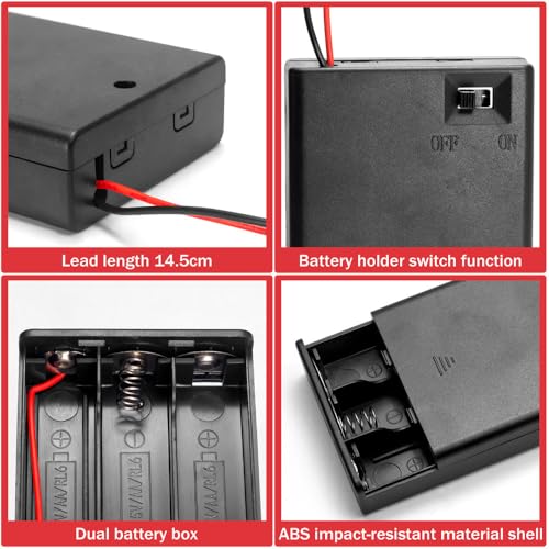 LampVPath (Pack of 4 3AA 4.5V Battery Holder with Switch, 3X 1.5V AA Battery Holder with Leads and Switch - Image 2