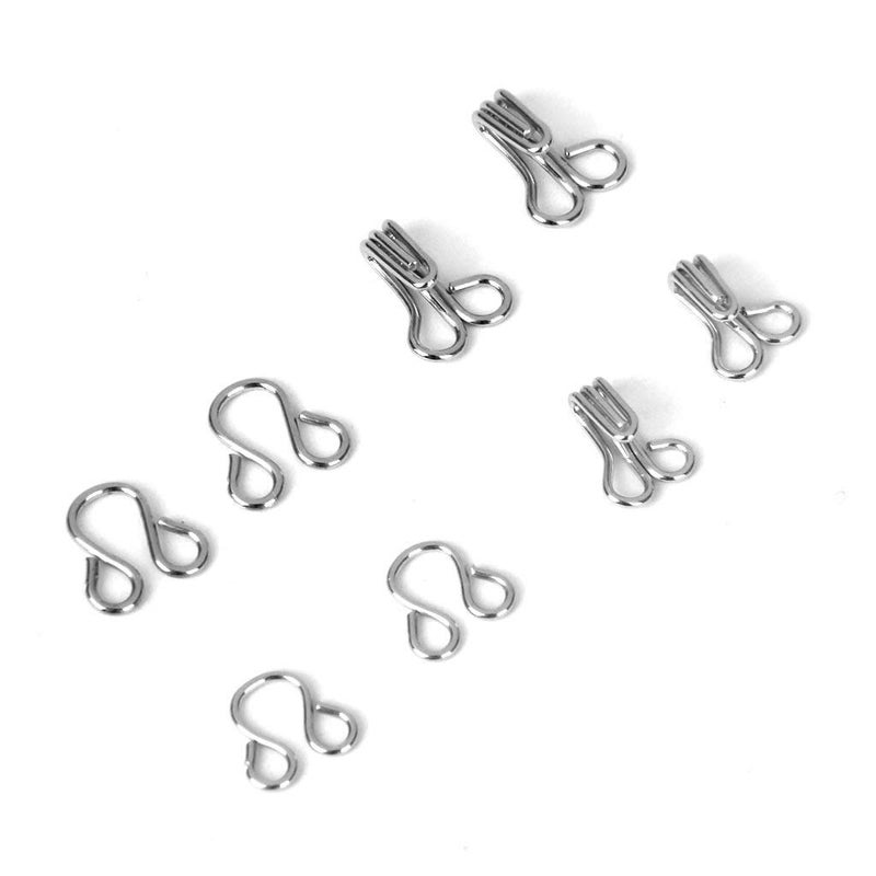 Bhavya Enterprises Bhavya Enterprises Imported Bra Hooks and Eyes Clothing Sewing 8mm 10mm Pack of 100 Sets Silver  - Image 1