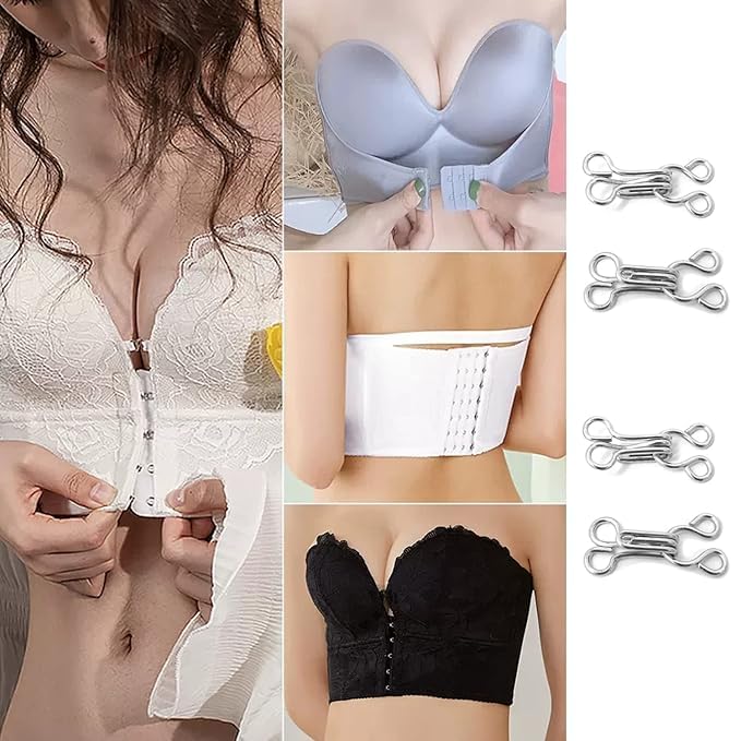 Bhavya Enterprises Bhavya Enterprises Imported Bra Hooks and Eyes Clothing Sewing 8mm 10mm Pack of 100 Sets Silver  - Image 4