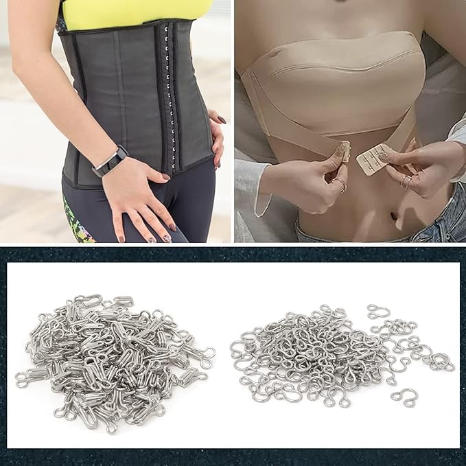 Bhavya Enterprises Bhavya Enterprises Imported Bra Hooks and Eyes Clothing Sewing 8mm 10mm Pack of 100 Sets Silver  - Image 3