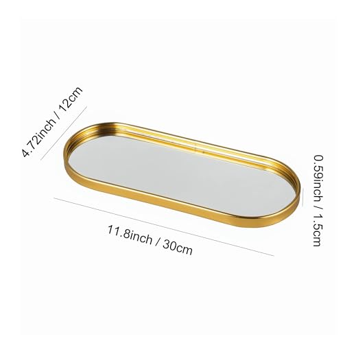 Feyarl Gold Mirrored Jewelry Trinket Tray Vanit Little Ring Earings Organizer Ornate Cosmetic Perfume Tray Display Decorative Coffee Table Tray for Home Decor Dinning Room Dresser Tabletop - Image 2