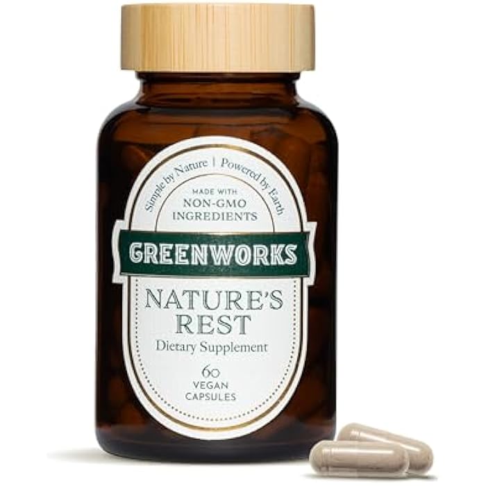 Greenworks Nature's Rest Melatonin-Free Sleep Aid for Adults | Organic Herbal Sleep Supplement with Valerian Root, Ashwagandha, Chamomile & Passionflower | Vegan, Non-GMO, 30-Day Supply, 60 Capsules - Image 1