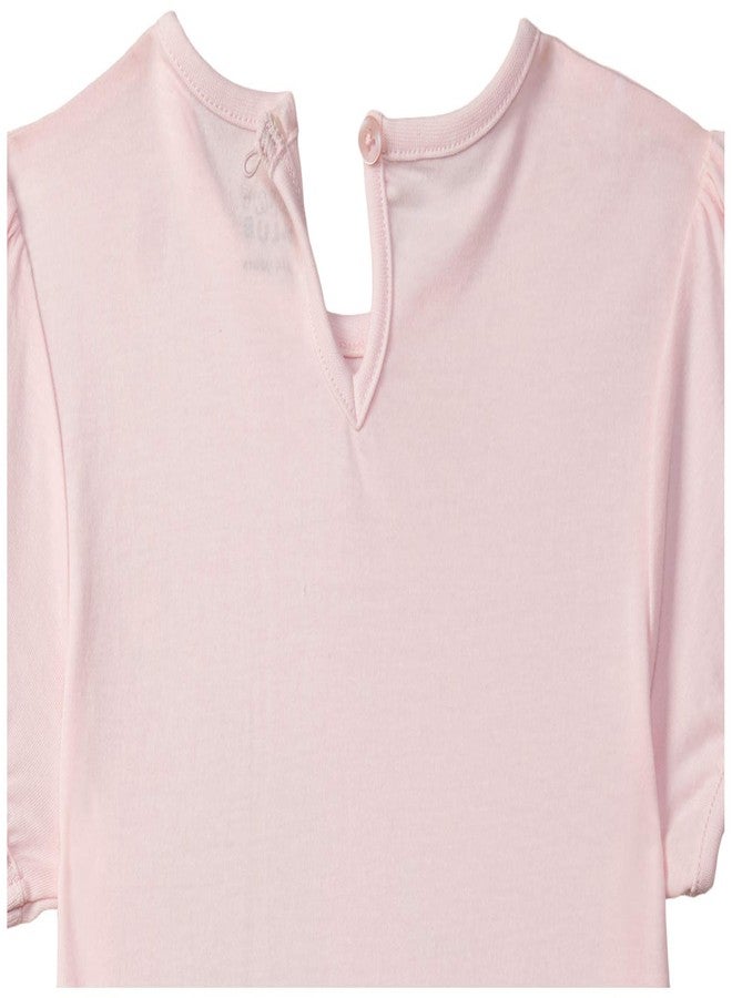 miniklub Baby Round Neck Short Sleeve Knitted Cotton Pink Color Top (3-6M) - Image 3