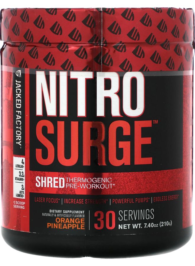 Jacked Factory Nitro Surge Shred Thermogenic PreWorkout Orange Pineapple 7.4 oz (210 g)