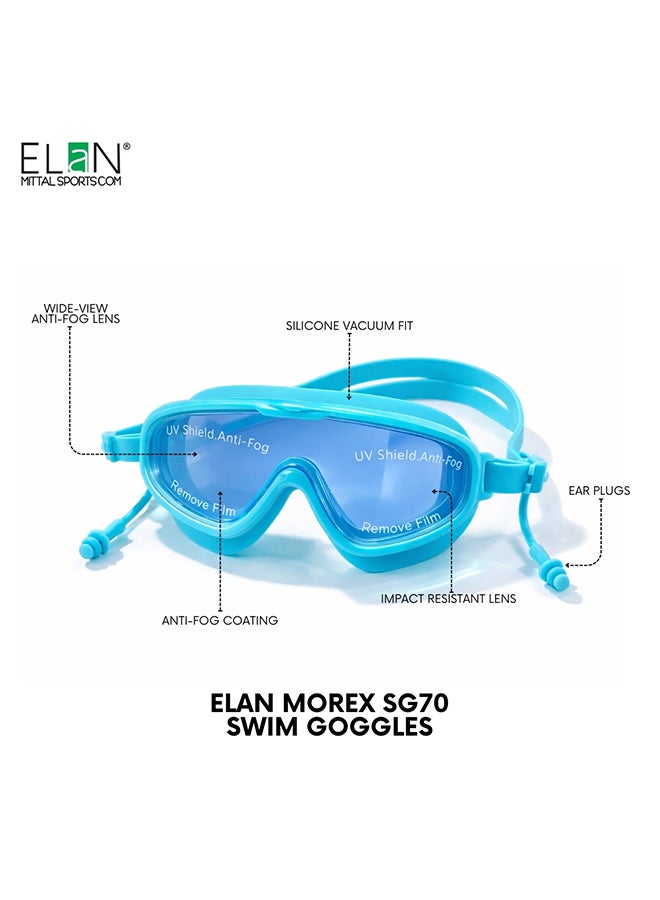 Elan ELAN Morex Super Premium Swim Goggles - Blue HD Lenses - Integrated Leak-Proof Ear Plugs - Professional Anti-Fog & UV Protection - Ultra-Soft Silicone Vacuum Seal - Elite 2-in-1 Gear for Competition & Training - Premium Goggles for Performance, Durability and Everyday Use - Image 3