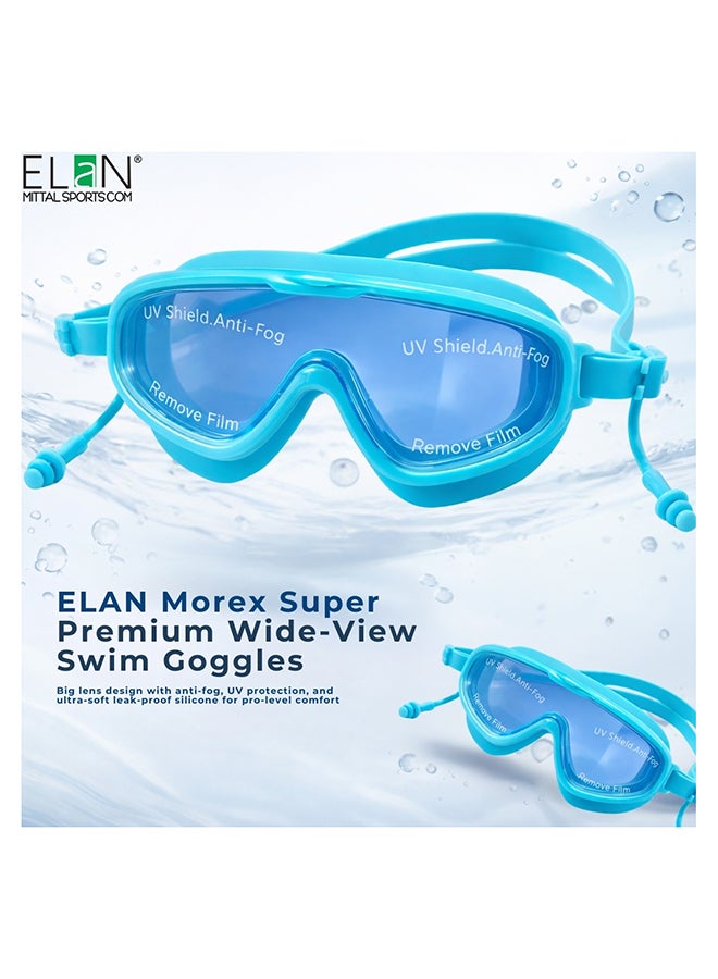 Elan ELAN Morex Super Premium Swim Goggles - Blue HD Lenses - Integrated Leak-Proof Ear Plugs - Professional Anti-Fog & UV Protection - Ultra-Soft Silicone Vacuum Seal - Elite 2-in-1 Gear for Competition & Training - Premium Goggles for Performance, Durability and Everyday Use - Image 5