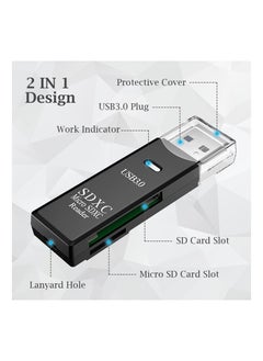 Excefore SD Card Reader Portable USB 3.0 Dual Slot Flash Memory Adapter Hub for TF SD Micro SD SDXC SDHC MMC RS-MMC UHS-I  - Image 2