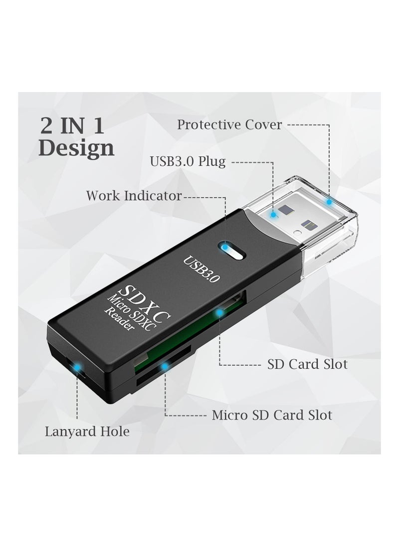 Excefore - SD Card Reader Portable USB 3.0 Dual Slot Flash Memory Adapter Hub for TF SD Micro SD SDXC SDHC MMC RS-MMC UHS-I - Image 1