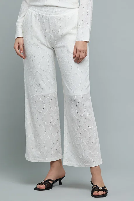 أر أند بي Schiffli Wide Leg Pants with Elastic Waist